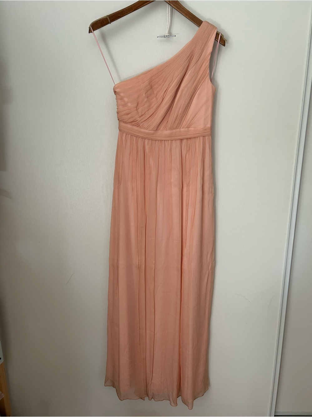 J. Crew One-Shoulder Chiffon Maxi Dress in Peach